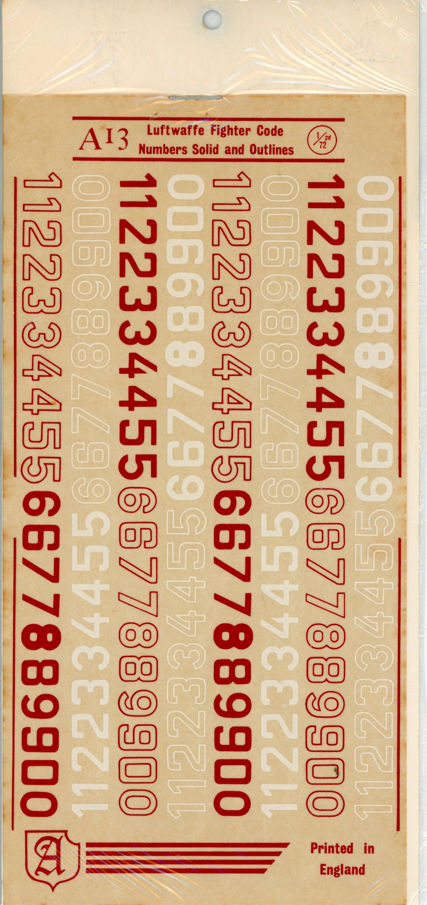 Luftwaffe Fighter Code Numbers Solid & Outlines - 1/72 Scale Almarks A13