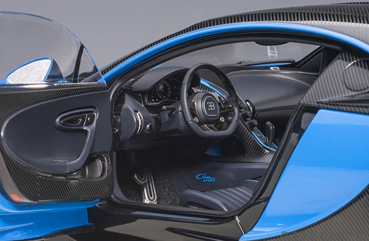 Bugatti Chiron Sport French Racing Blue/Carbon  '19 1/18 Scale Auto Art AA70997