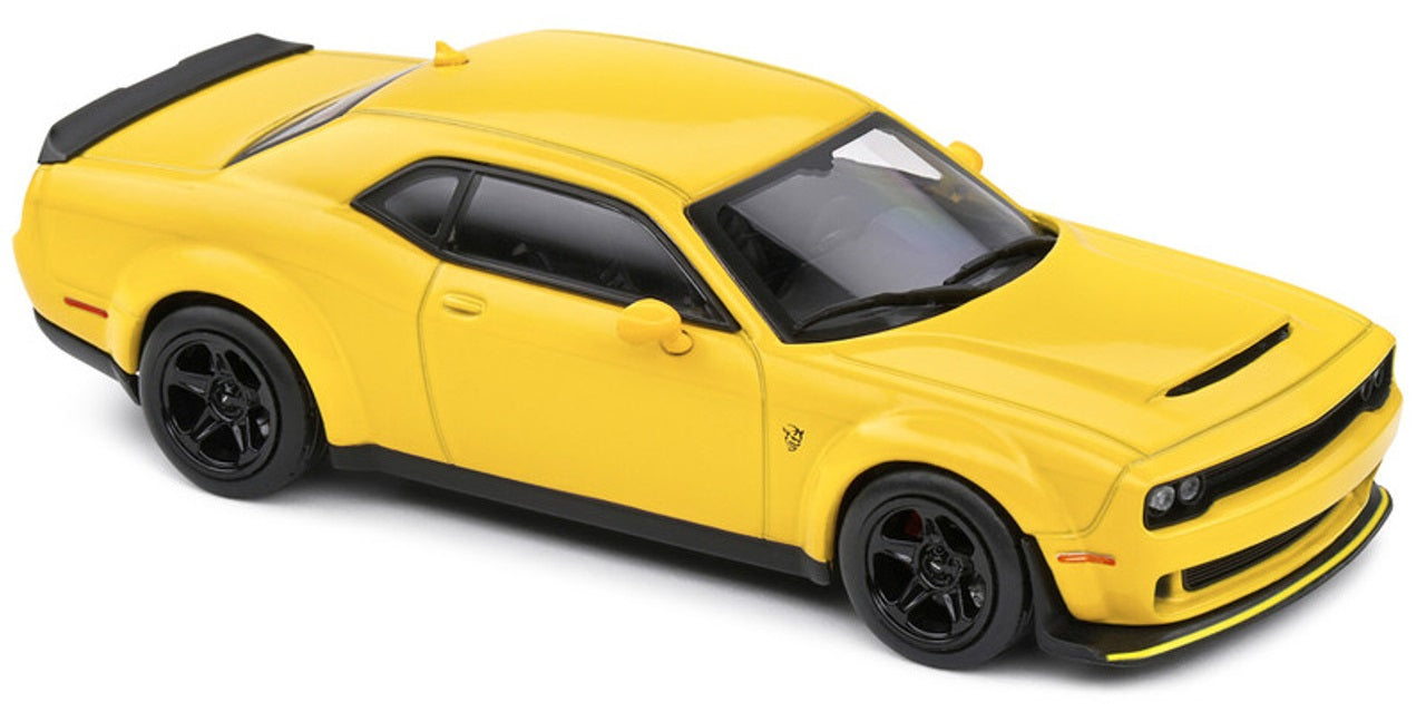 Dodge Challenger SRT Hellcat Widebody Yellow Jacket Blk Hood 18 Scale Auto Art AA71737