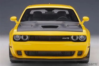 Dodge Challenger SRT Hellcat Widebody Yellow Jacket Blk Hood 18 Scale Auto Art AA71737