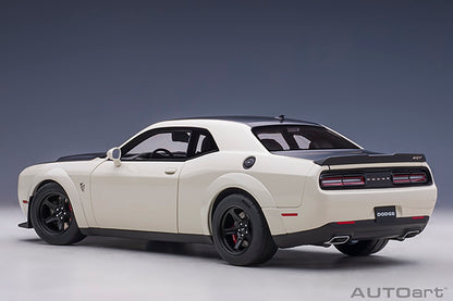 Dodge Challenger Demon SRT Knuckle White/ Blk Graphic Pkg 1/18 Scale Auto Art AA71746