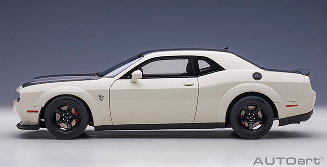 Dodge Challenger Demon SRT Knuckle White/ Blk Graphic Pkg 1/18 Scale Auto Art AA71746