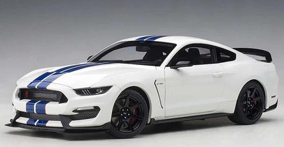 Ford Shelby Gt-350r Oxford White W Lightning Stripes 1/18 Scale Auto Art AA72931