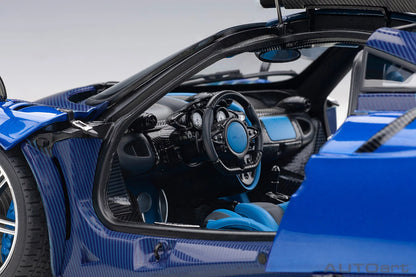 Pagani Huayra BC Carbon Fibre Blu Francia - 1/18 Scale - Auto Art - AA78277