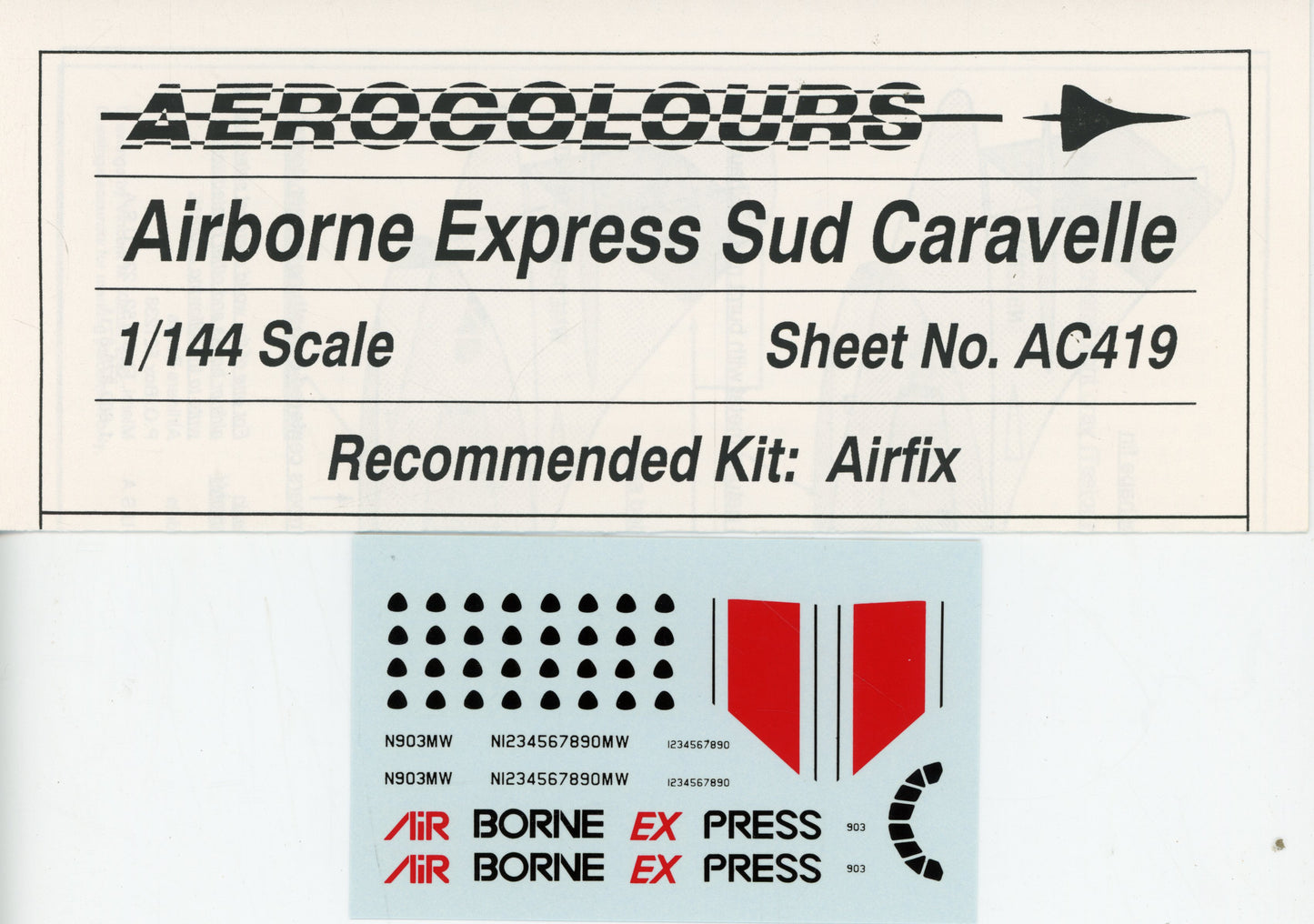 Airborne Express Sud Caravelle Decals - 1/144 Scale Aerocolours AC419