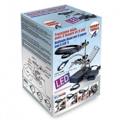 Third Hand with 3 Magnifying Glasses and 5 LED Lights - Artesania Latina 27022-3)