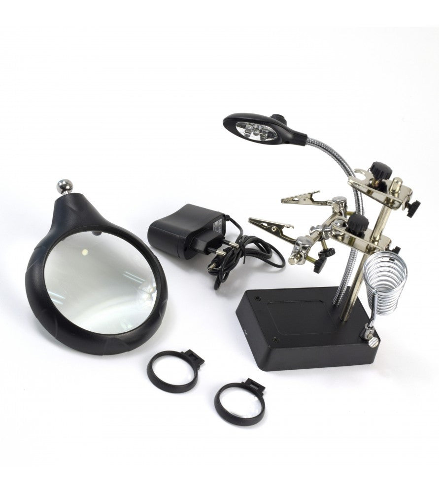 Third Hand with 3 Magnifying Glasses and 5 LED Lights - Artesania Latina 27022-3)