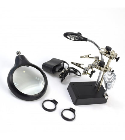 Third Hand with 3 Magnifying Glasses and 5 LED Lights - Artesania Latina 27022-3)
