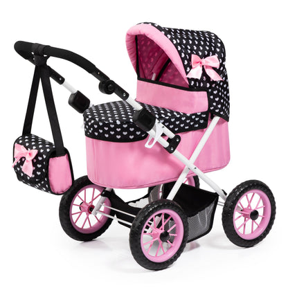 Trendy Dolls Pram (Black/Pink/Hearts) Bayer Bay13060AA