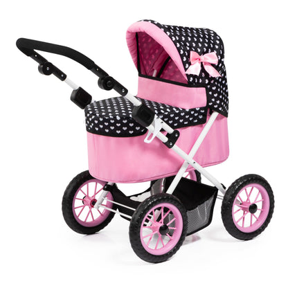 Trendy Dolls Pram (Black/Pink/Hearts) Bayer Bay13060AA