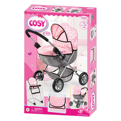 Deluxe Dolls Cosy Pram Set (Pink/Stars) Bayer Bay13730AA