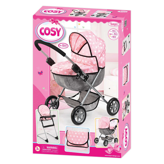 Deluxe Dolls Cosy Pram Set (Pink/Stars) Bayer Bay13730AA