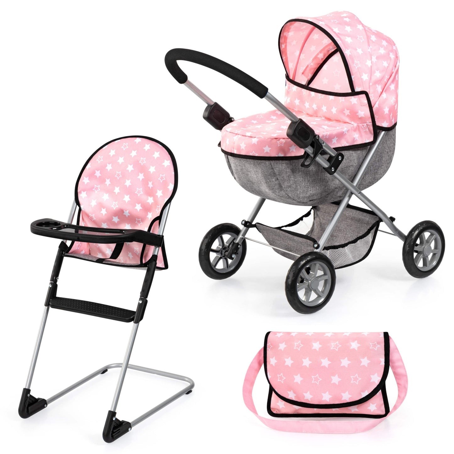 Deluxe Dolls Cosy Pram Set (Pink/Stars) Bayer Bay13730AA