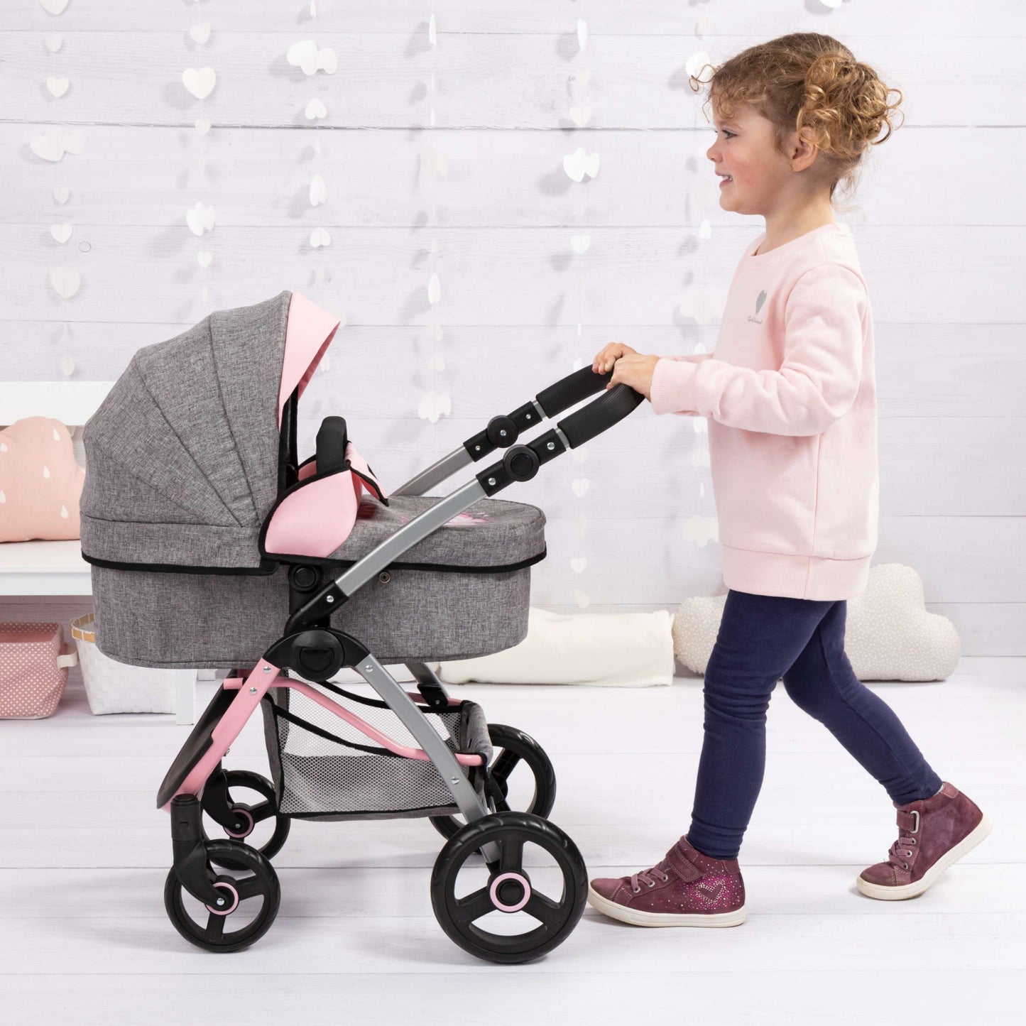 City Max Dolls Pram (Pink/Grey) Butterfly Bayer Bay17533AA