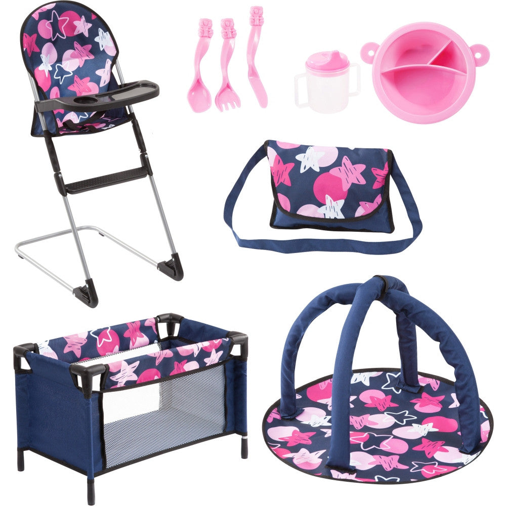 Travelbed Set 9in1 (Blue/Pink) Bayer Bay61769AB