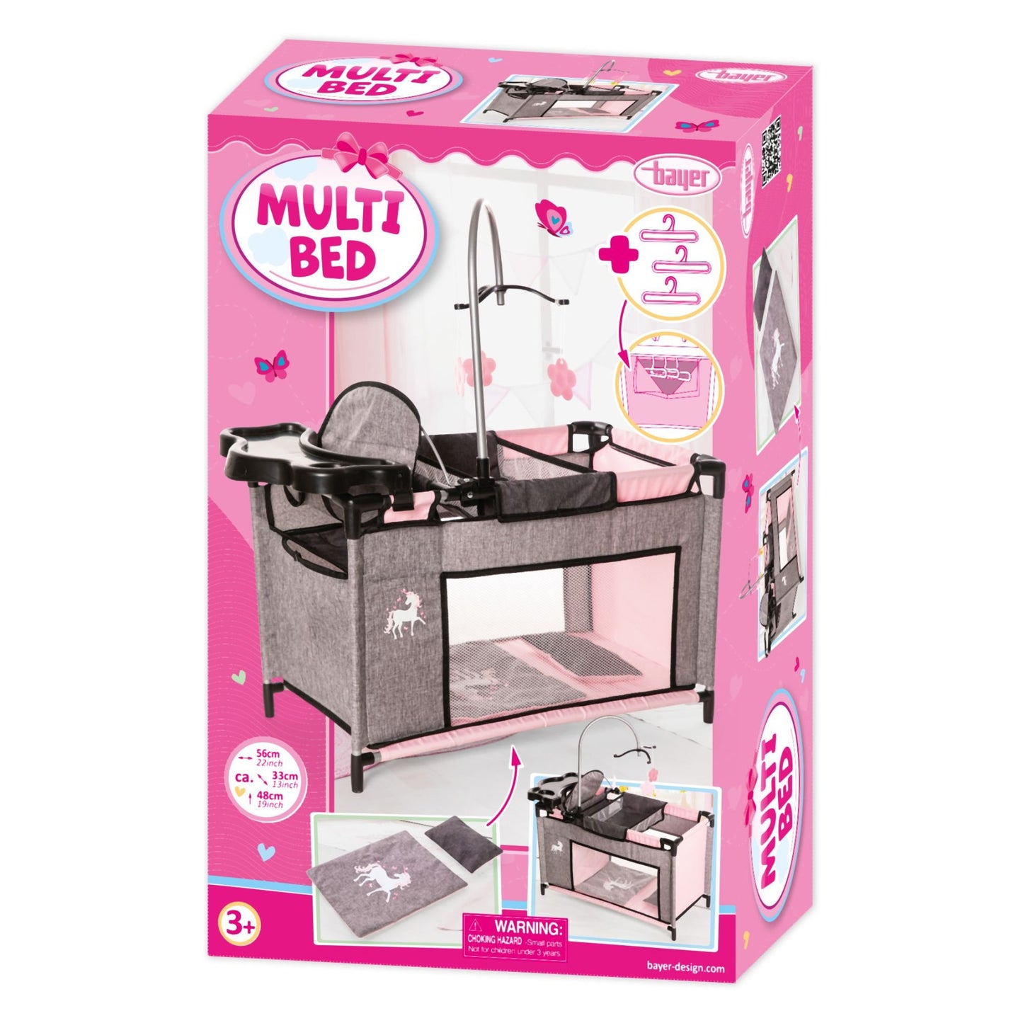 Doll Multibed (Pink/Grey) with Unicorn Bayer Bay62633AB
