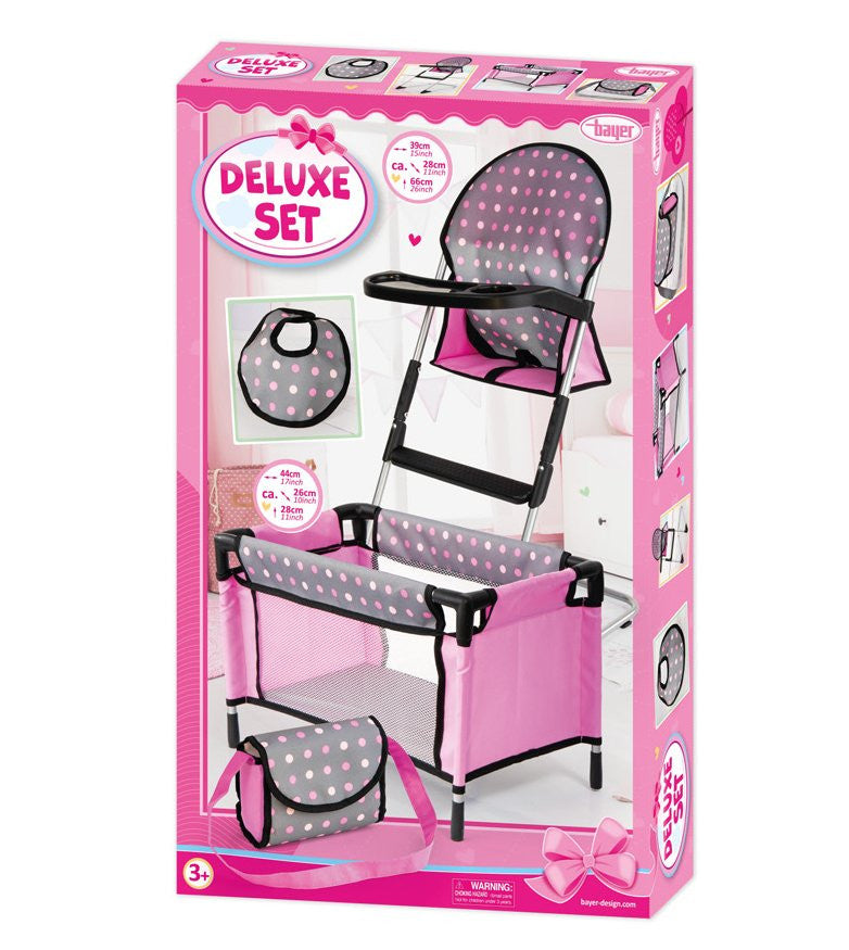 High Chair With Travel Bed Set (Grey/Dots) Bayer Bay63266AB