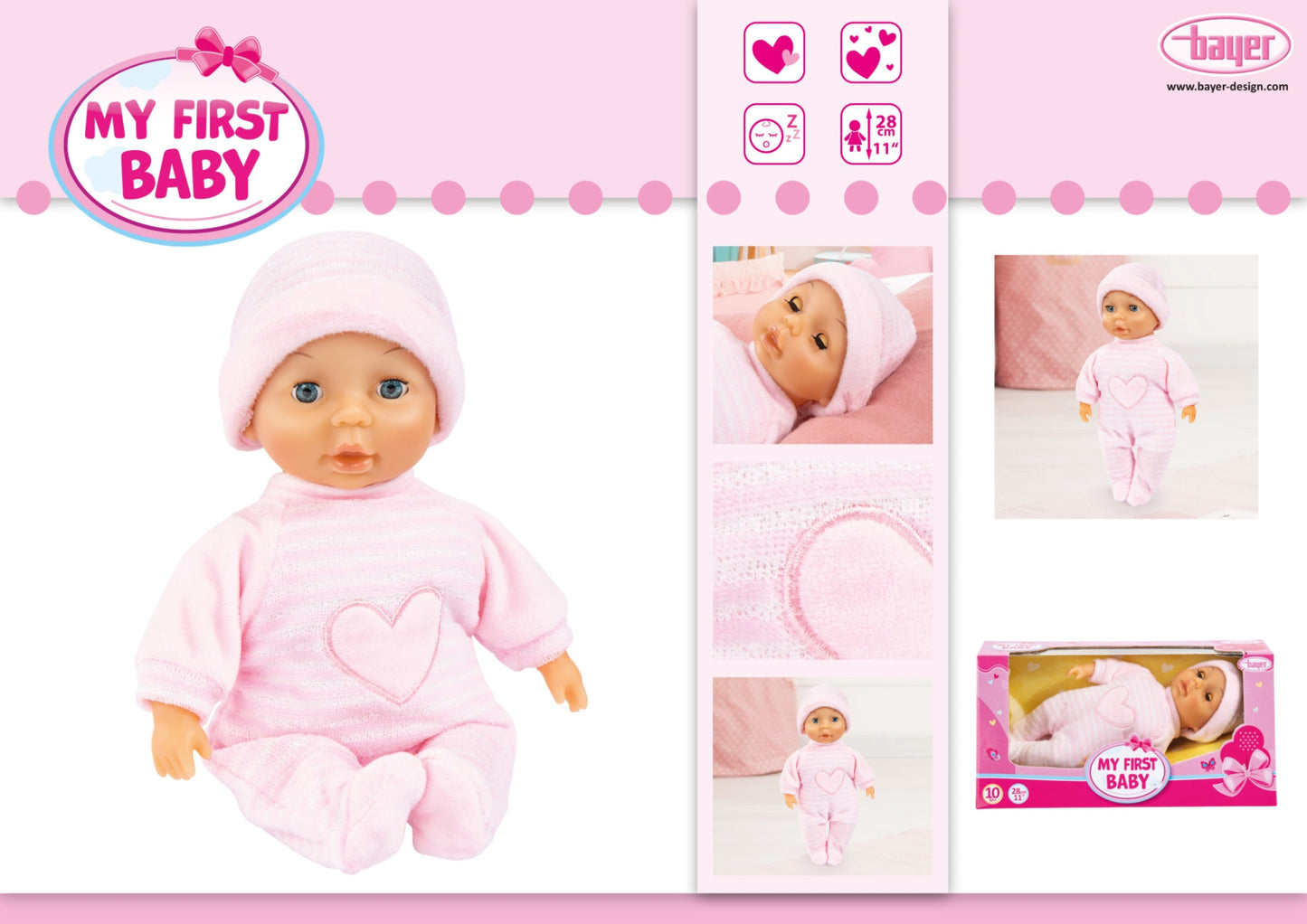 My First Baby Doll (28cm) Soft Pink Heart Bayer Bay92802AT