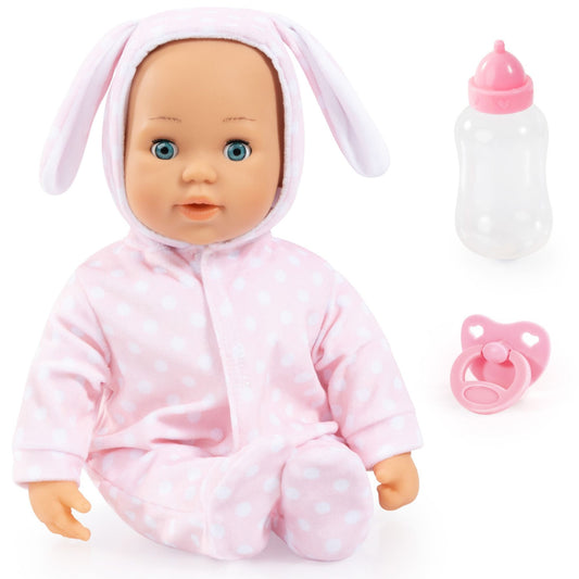 First Words Baby Doll (38cm)Pink white dots w/ears Bayer Bay93822AA