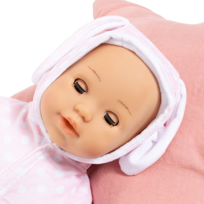 First Words Baby Doll (38cm)Pink white dots w/ears Bayer Bay93822AA