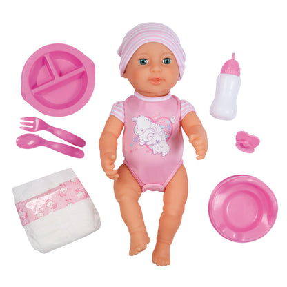 Piccolina Newborn Baby Doll (40cm) (L.Pink/Sheep) Bayer Bay94071AA