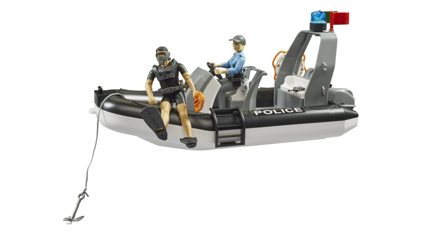 RAM 2500 Police Pickup w/trailer,boat,2 fig (L&S) Bruder Toys BRU02507