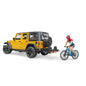 Jeep Wrangler R.U. w/Mountain Bike & Cyclist Bruder Toys BRU02543