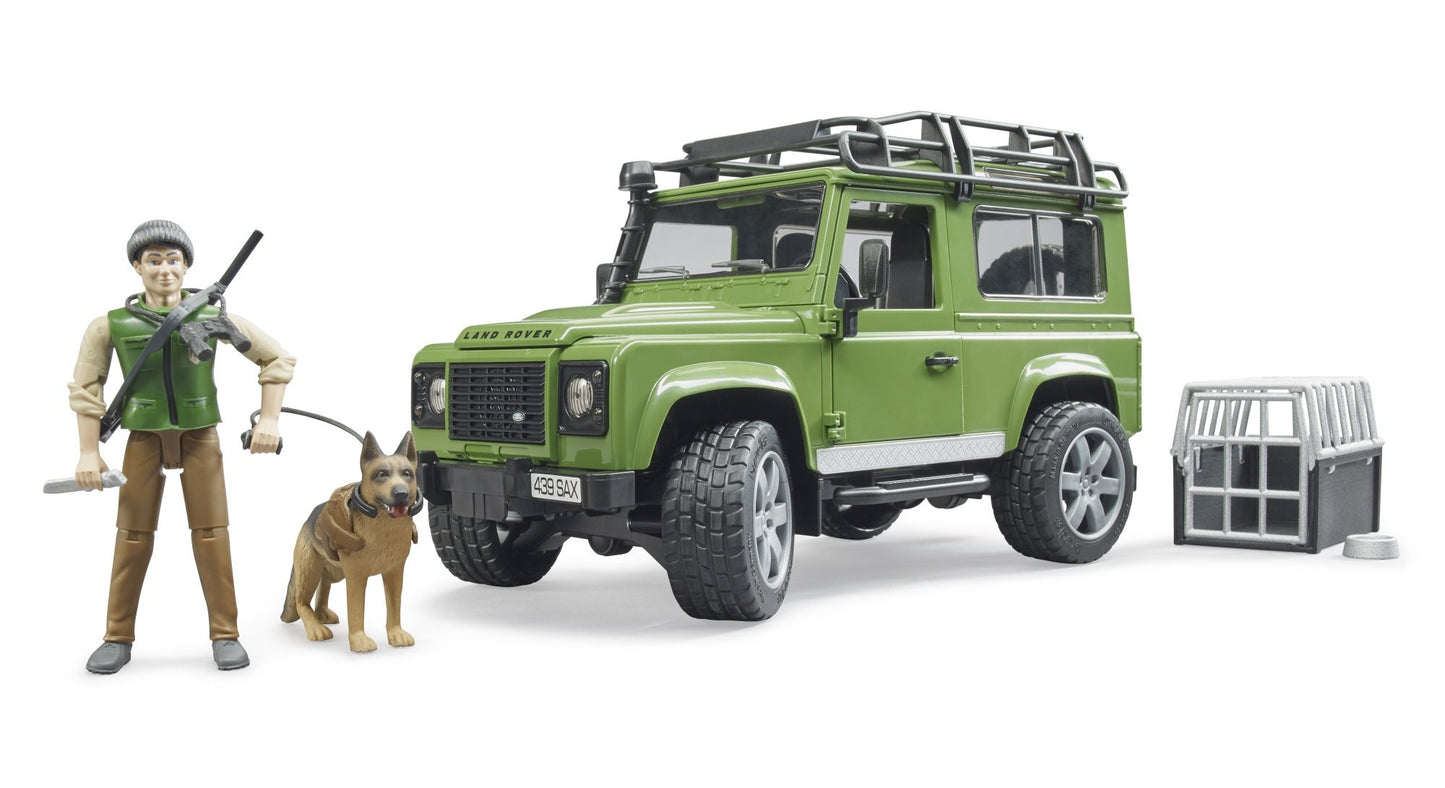 Land Rover Defender with forest ranger & dog Bruder Toys BRU02587