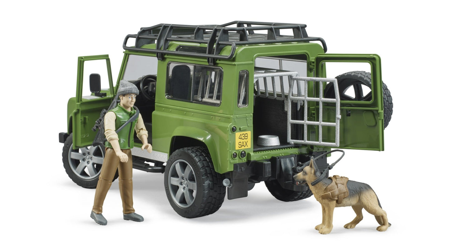 Land Rover Defender with forest ranger & dog Bruder Toys BRU02587