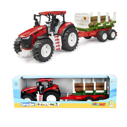 ROADMAX Tractor w/Forestry Trailer & 3 trunks Bruder Toys BRU03453
