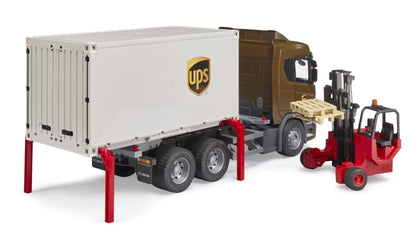 Scania Super 560R UPS Logistic truck w/forklift Bruder Toys BRU03582