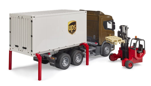 Scania Super 560R UPS Logistic truck w/forklift Bruder Toys BRU03582