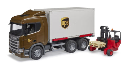 Scania Super 560R UPS Logistic truck w/forklift Bruder Toys BRU03582
