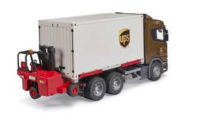 Scania Super 560R UPS Logistic truck w/forklift Bruder Toys BRU03582