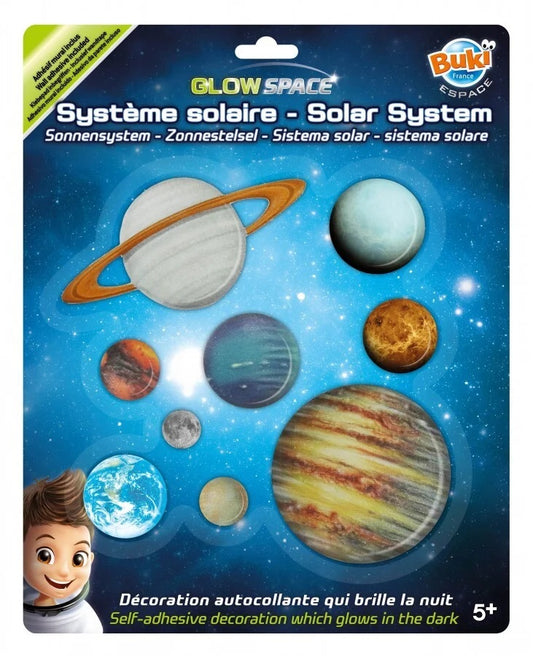 GLOW-IN-THE-DARK SOLAR SYSTEM 9 PCS BUKI BUK3DF10