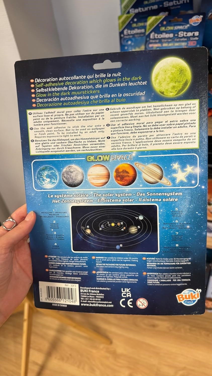 GLOW-IN-THE-DARK MOON SELF-ADHESIVE DECORATION BUKI BUK3DF3