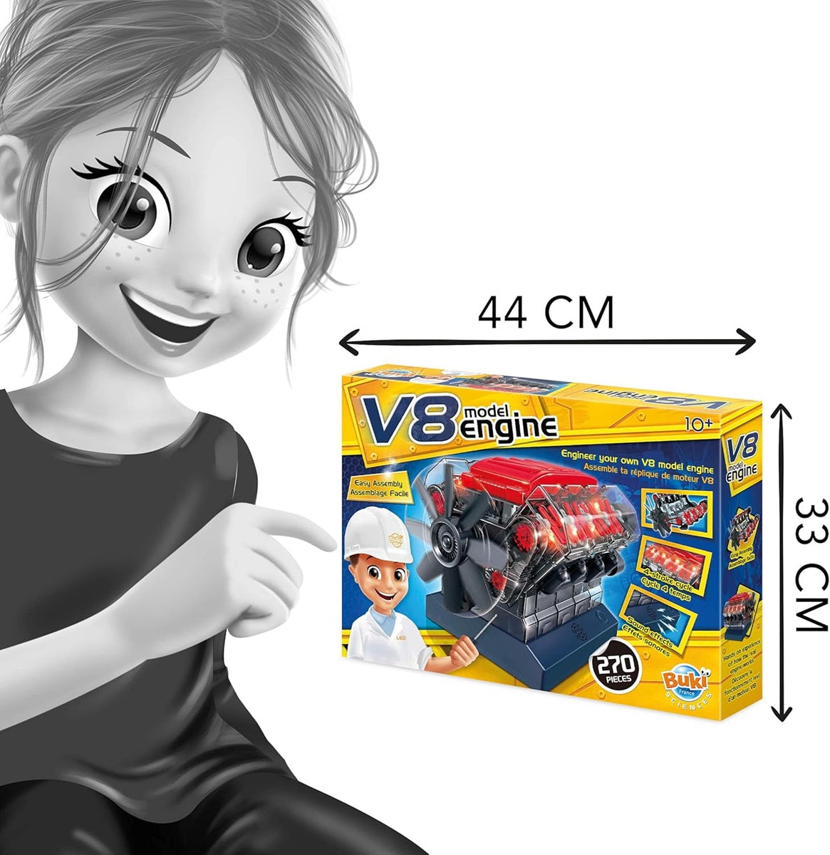 V8 ENGINE WITH LIGHT AND SOUND EFFECT 270 PARTS BUKI BUK7161