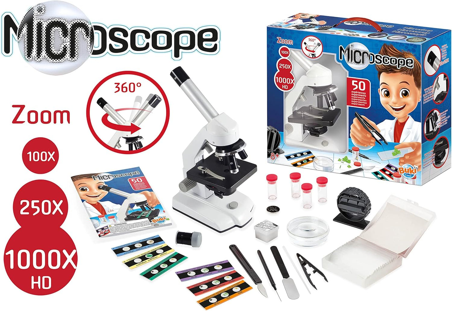 MICROSCOPE 50 EXPERMENTS 18 SAMPLES READY TO USE BUKI BUKMR600