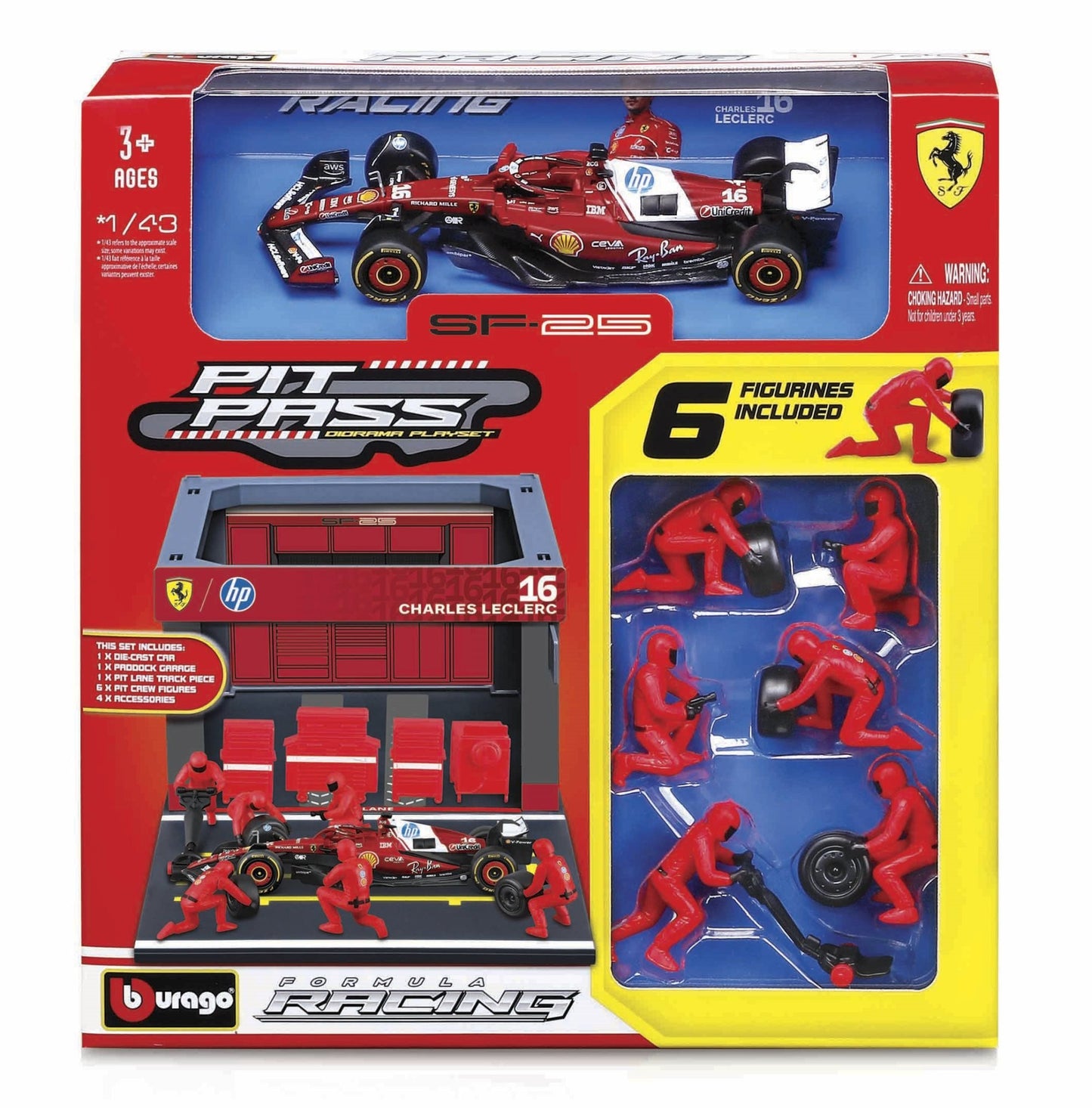 Ferrari F1 SF-25 2025 Pit Pass - Assorted - 1/43 Scale Bburago Bur18-36865