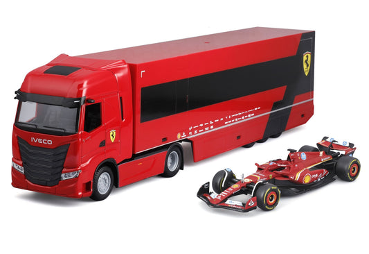 IVECO S-way 570 Ferrari Transporter Set #16 - 1/43 Scale Bburago Bur18-36867