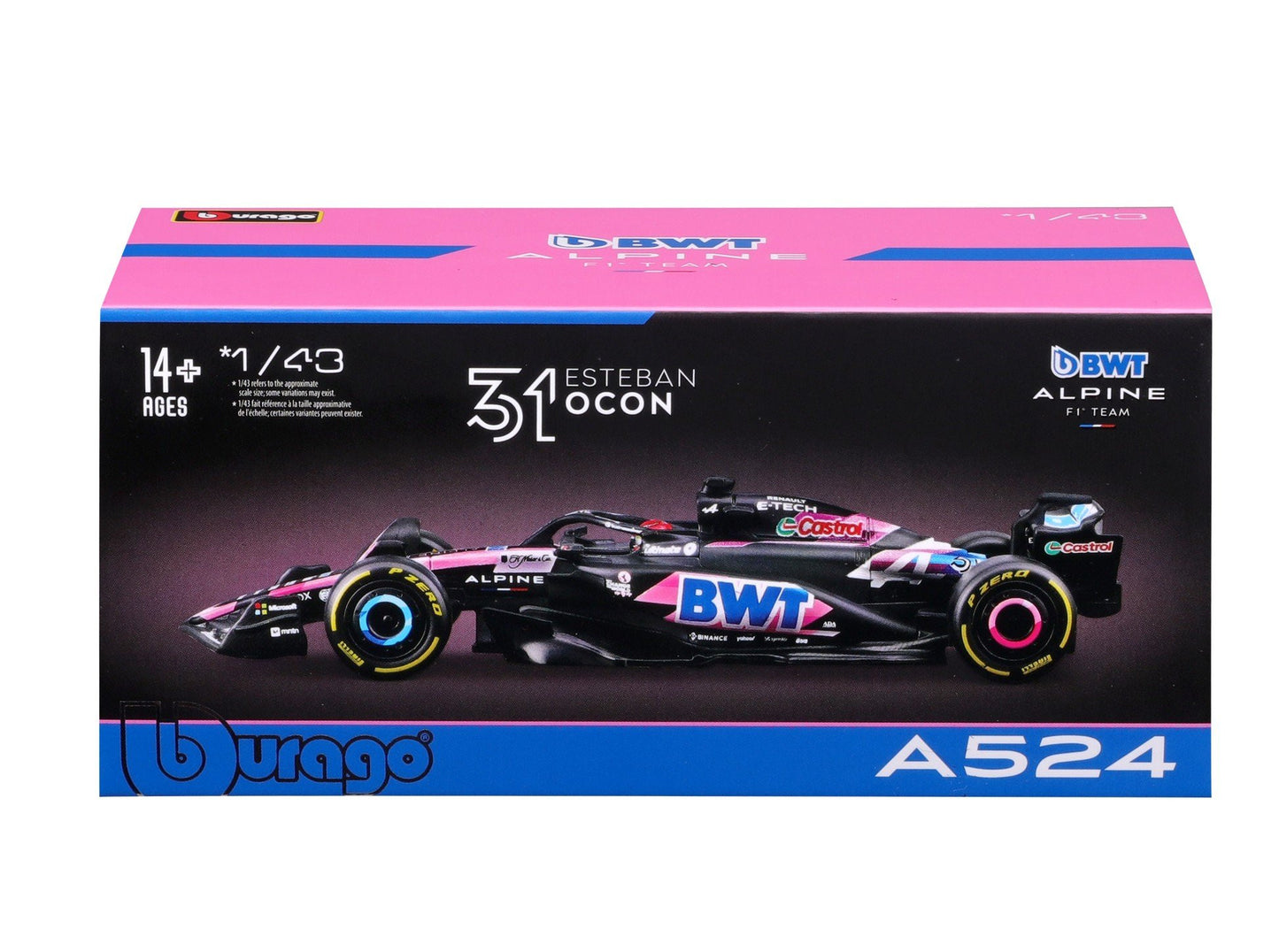 BWT Alpine A524 2024 with Helmet HJC #31 Ocon - 1/43 Bburago Bur18-38220-31