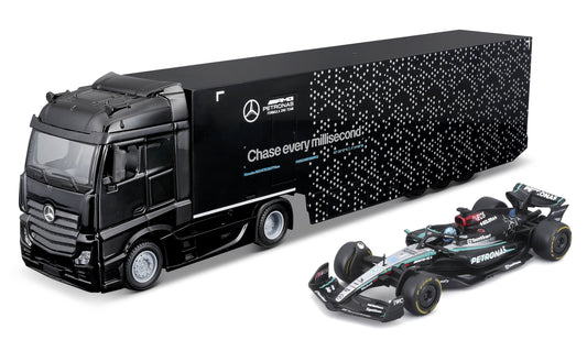 Mercedes Actros Petronas Transporter Set 63 - 1/43 Scale Bburago Bur18-38402