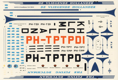 KLM DC-6 (early scheme) Decals - 1/72 Scale Cloud Master 72/6