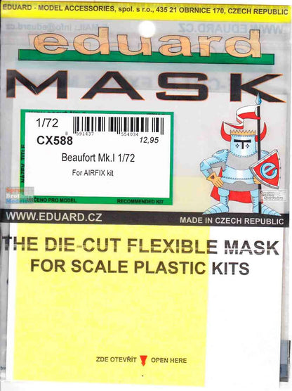 Flexible Paint Mask for Beaufort Mk.1 - 1/72 Scale Eduard CX588