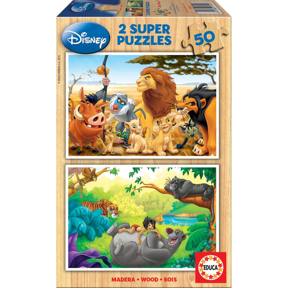 Animal Friends 2 x 50 Pieces Wooden Puzzle - Educa Puzzle - EDU13144