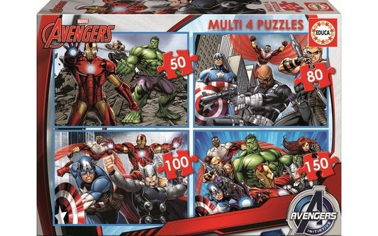 Multi 4 Puzzles Avengers - (50, 80, 100, 150 Pieces) Educa Puzzle - EDU16331