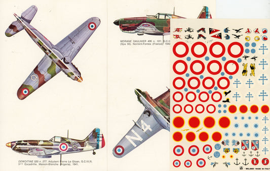 French Air Force Roundals and Sqd Badges WW2 - 1/72 Scale ESCI Decals ESCI46