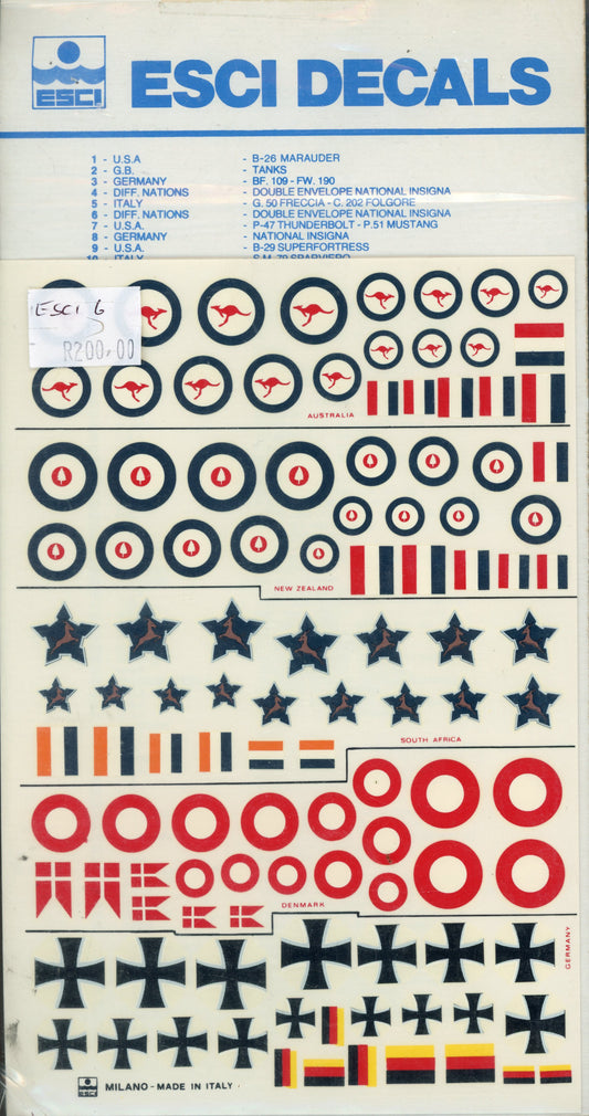 Air Forces Roundals -1/72 Scale ESCI Decals ESCI 6