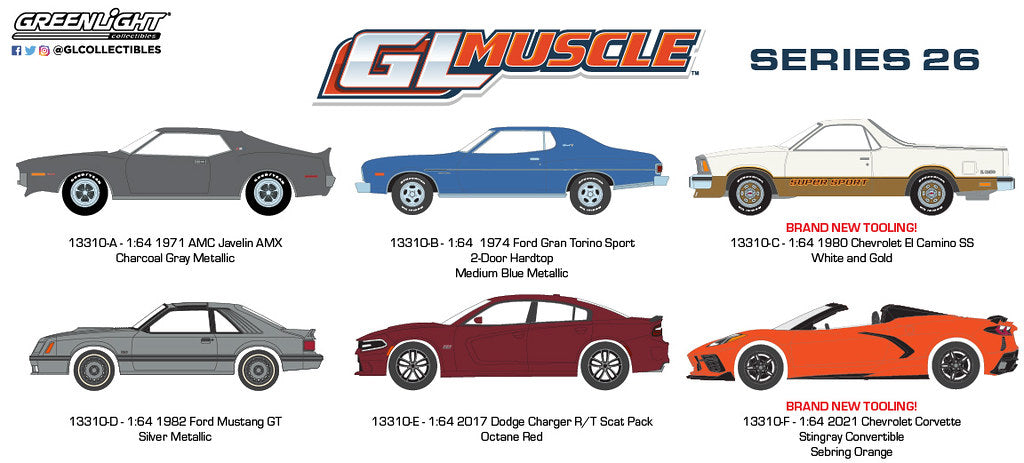 Muscle Series 26 Set of 6 1/64 GreenLight GR13310