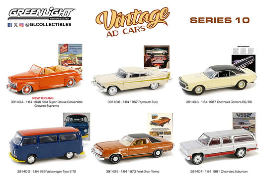 Vintage Ad Cars Series 10 set off 6 1/64 GreenLight GR39140/48
